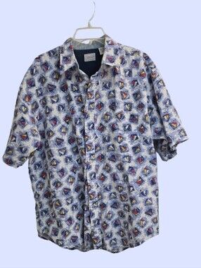 Bugle Boy Short Sleeve Button-Down Shirt - Colorful Sailboat Print
